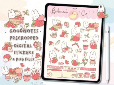 Cute Strawberry digital stickers