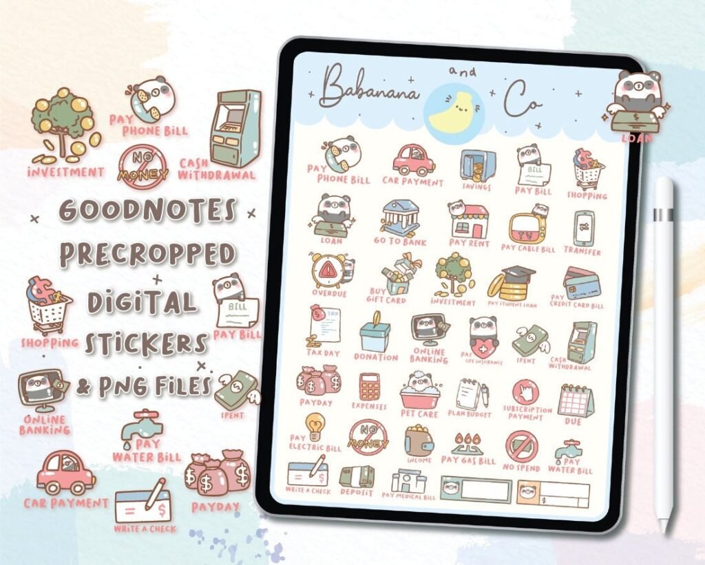 Finance Icons digital stickers , Goodnotes Stickers , Cute Hand Draw ...