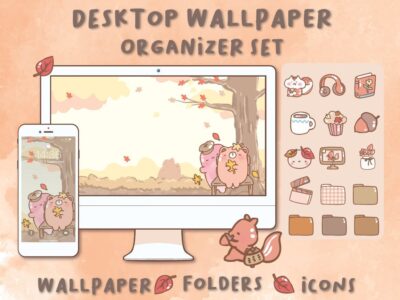 Happy Autumn Desktop Wallpaper Organizer| Mac and Windows Organizer | Mac and Windows Desktop Folder Icons|Desktop Icons and Wallpapers