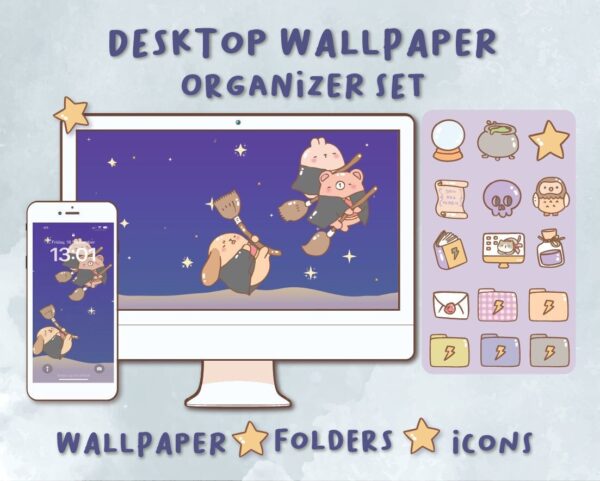 Witch Desktop Wallpaper Organizer| Mac and Windows Organizer | Mac and Windows Desktop Folder Icons|Desktop Icons and Wallpapers