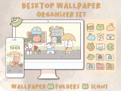 Rainny Day Desktop Wallpaper Organizer| Mac and Windows Organizer | Mac and Windows Desktop Folder Icons|Desktop Icons and Wallpapers
