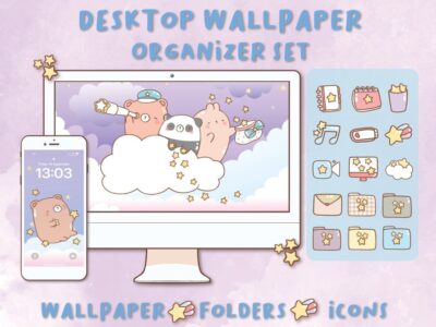Starry Night Desktop Wallpaper Organizer| Mac and Windows Organizer | Mac and Windows Desktop Folder Icons|Desktop Icons and Wallpapers