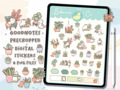 Cats And Plants digital stickers