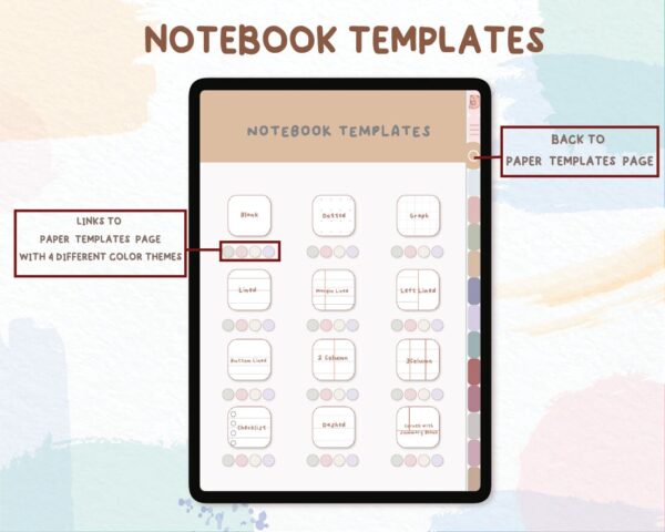 Digital Notebook with Tab Digital Notes Template for iPad