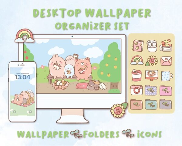 Picnic Desktop Wallpaper Organizer| Mac and Windows Organizer | Mac and Windows Desktop Folder Icons|Desktop Icons and Wallpapers