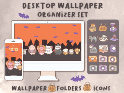 Cute halloween Desktop Wallpaper Organizer| Mac and Windows Organizer | Mac and Windows Desktop Folder Icons|Desktop Icons and Wallpapers
