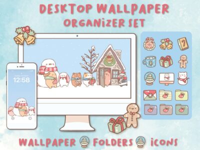 Christmas Desktop Wallpaper Organizer| Mac and Windows Organizer | Mac and Windows Desktop Folder Icons|Desktop Icons and Wallpapers