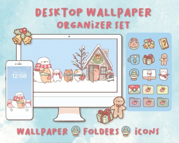 Christmas Desktop Wallpaper Organizer| Mac and Windows Organizer | Mac and Windows Desktop Folder Icons|Desktop Icons and Wallpapers