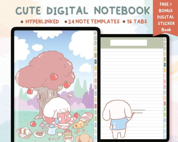 Digital Illustrated Cute Picnic Designs Notebook