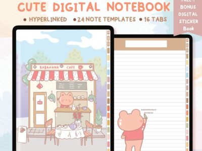 Digital Illustrated Cute Cafe Designs Notebook