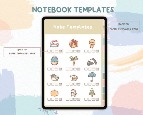 Digital Notebook with Tab Digital Notes Template for iPad