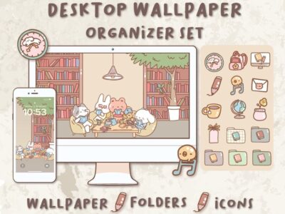 Cute Reading Desktop Wallpaper Organizer| Mac and Windows Organizer | Mac and Windows Desktop Folder Icons|Desktop Icons and Wallpapers