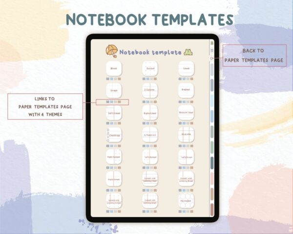 Digital Notebook with Tab Digital Notes Template for iPad