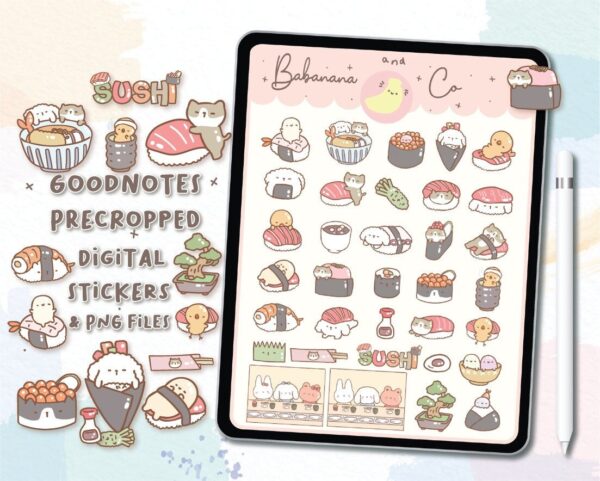 Cute Sushi digital stickers