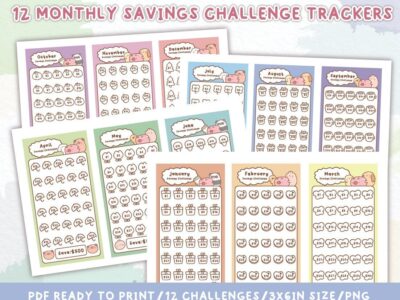 Monthly Savings Challenge Trackers|500 Savings Challenge|Savings Challenge Printable|Savings Tracker Bullet Journal/PDF