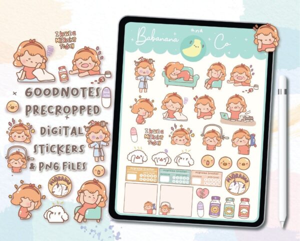 Migraine digital stickers