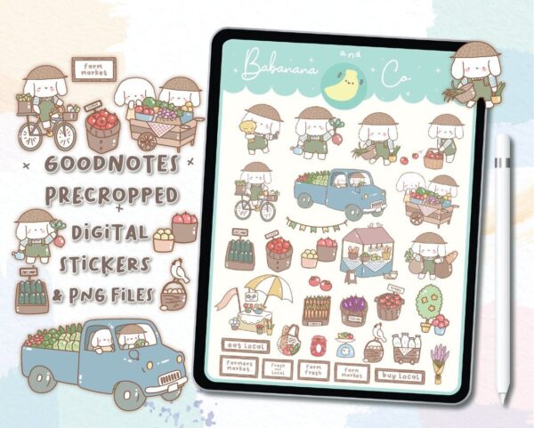 Farm market digital stickers