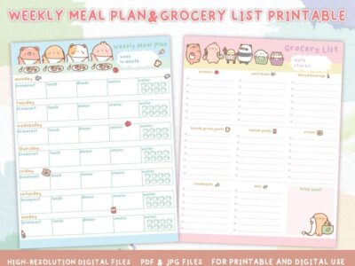 Weekly Meal Plan and Grocery printable