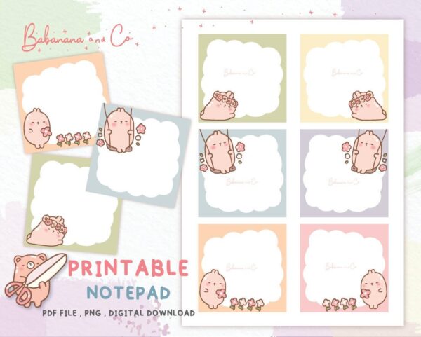 Cute Bunny Memo Pad Printable