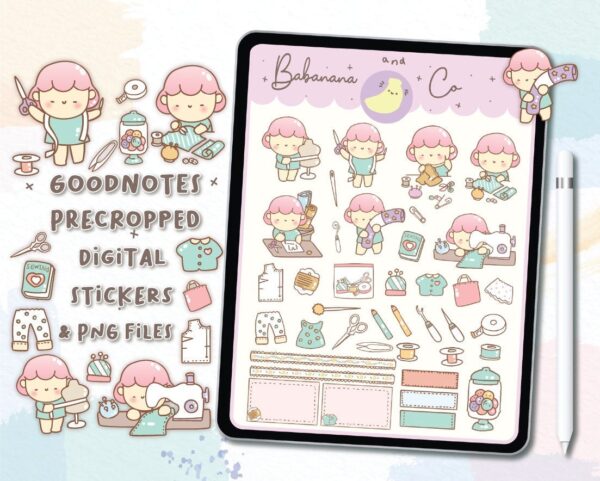 Love sewing digital stickers