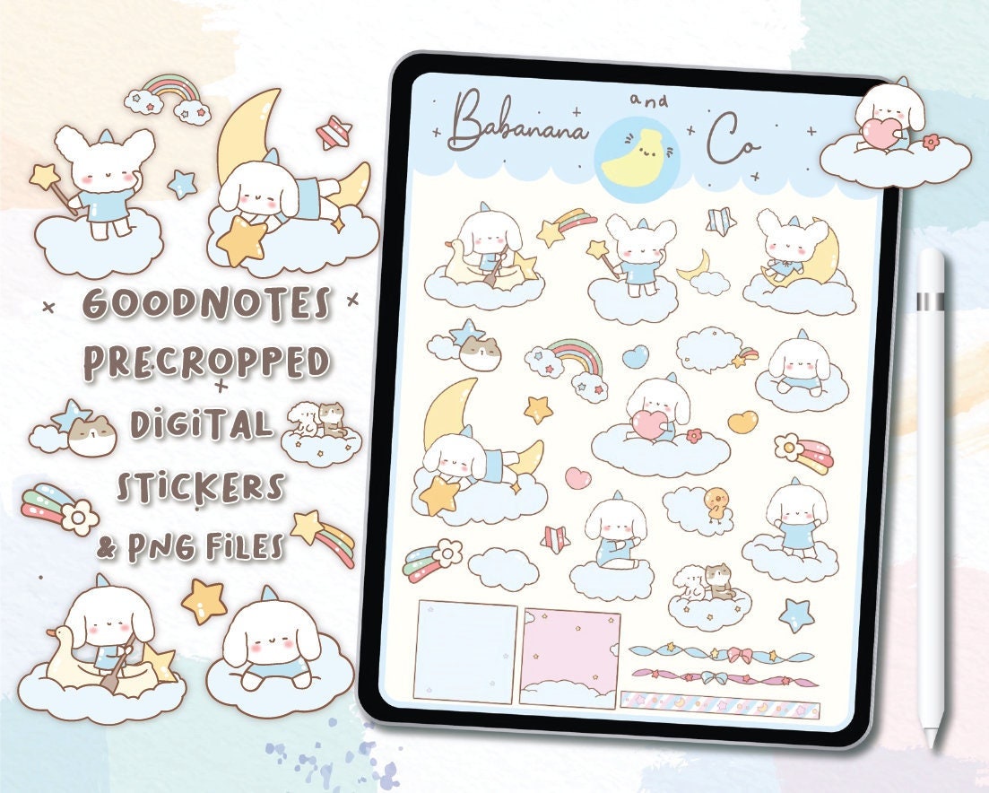 Cute sky digital stickers , Goodnotes Stickers , Cute Hand Draw ...