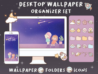 Star Night Desktop Wallpaper Organizer| Mac and Windows Organizer | Mac and Windows Desktop Folder Icons|Desktop Icons and Wallpapers
