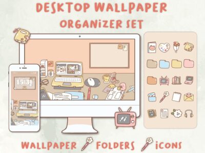 My desk Desktop Wallpaper Organizer| Mac and Windows Organizer | Mac and Windows Desktop Folder Icons|Desktop Icons and Wallpapers