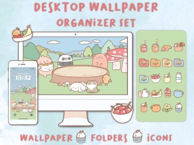 Picnic Day Desktop Wallpaper Organizer| Mac and Windows Organizer | Mac and Windows Desktop Folder Icons|Desktop Icons and Wallpapers