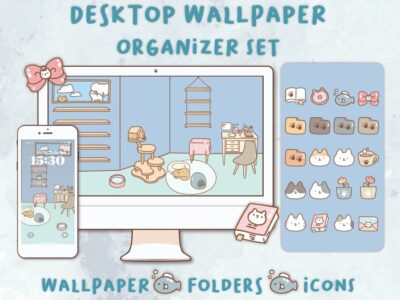 Indoor cats Desktop Wallpaper Organizer| Mac and Windows Organizer | Mac and Windows Desktop Folder Icons|Desktop Icons and Wallpapers
