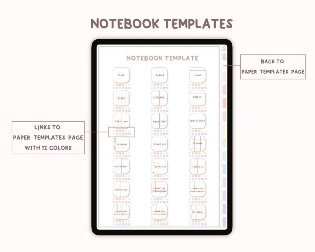 Simple Portrait Digital Notebook,Hyperlinked Tabs for GoodNotes ...