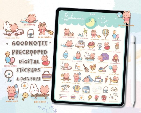 Summer bucket list digital stickers