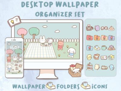 Cute picnic day Desktop Wallpaper Organizer| Mac and Windows Organizer | Mac and Windows Desktop Folder Icons|Desktop Icons and Wallpapers