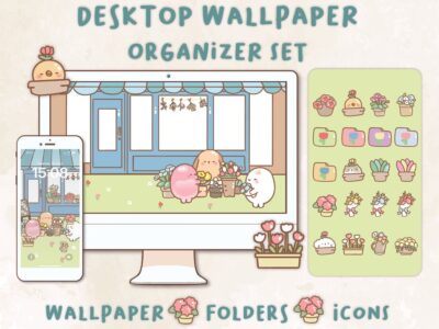 Flower shop Desktop Wallpaper Organizer| Mac and Windows Organizer | Mac and Windows Desktop Folder Icons|Desktop Icons and Wallpapers