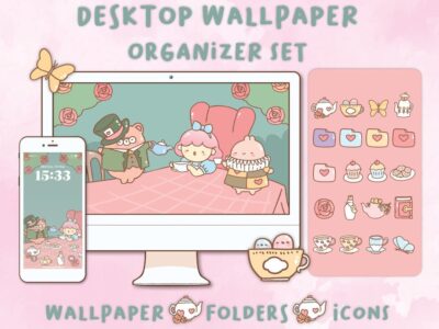 Wonderland Desktop Wallpaper Organizer| Mac and Windows Organizer | Mac and Windows Desktop Folder Icons|Desktop Icons and Wallpapers