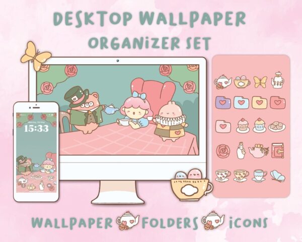 Wonderland Desktop Wallpaper Organizer| Mac and Windows Organizer | Mac and Windows Desktop Folder Icons|Desktop Icons and Wallpapers