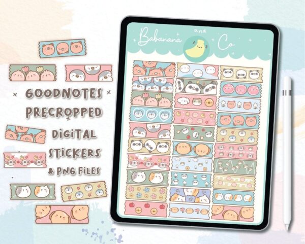 Cute washi digital stickers