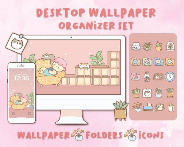 Cozy House Desktop Wallpaper Organizer| Mac and Windows Organizer | Mac and Windows Desktop Folder Icons|Desktop Icons and Wallpapers