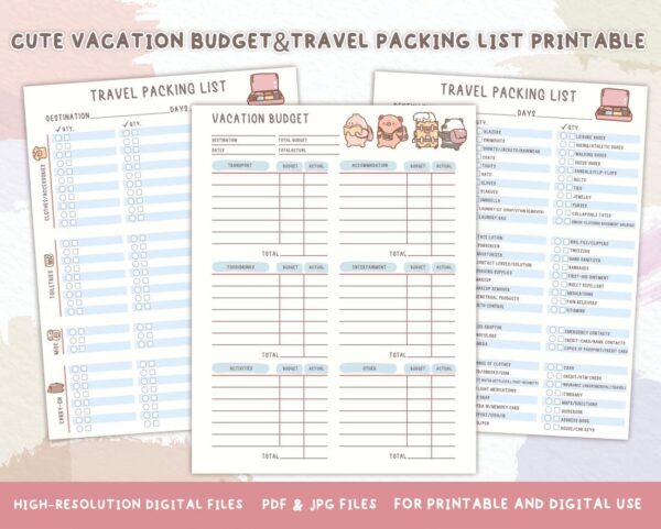 Cute Vacation Budget Printable