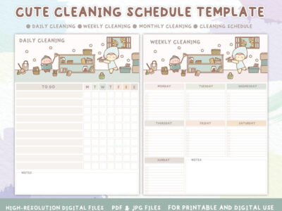 Cute Cleaning Schedule Template