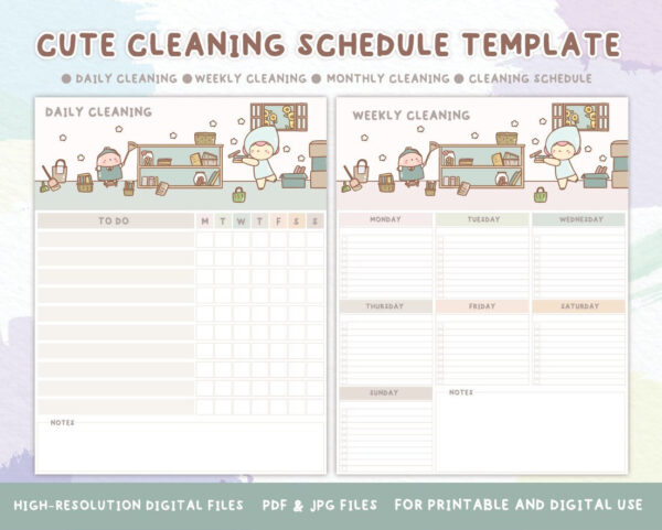 Cute Cleaning Schedule Template