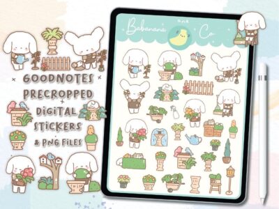 Green garden digital stickers