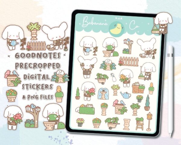 Green garden digital stickers