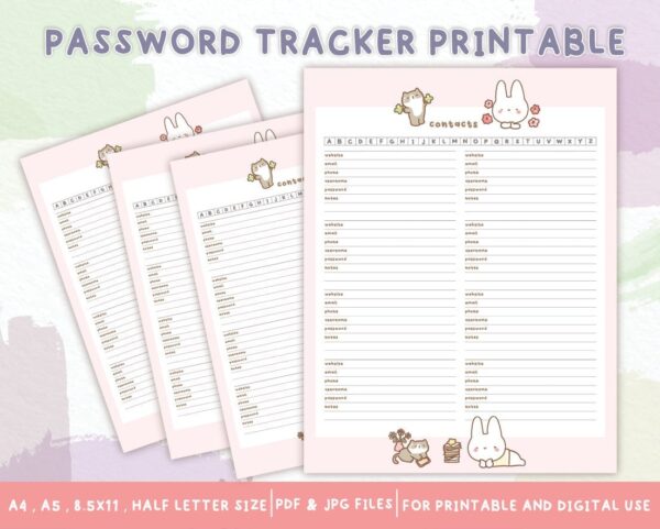 Password Tracker Printable