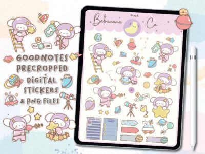 Cute space digital stickers