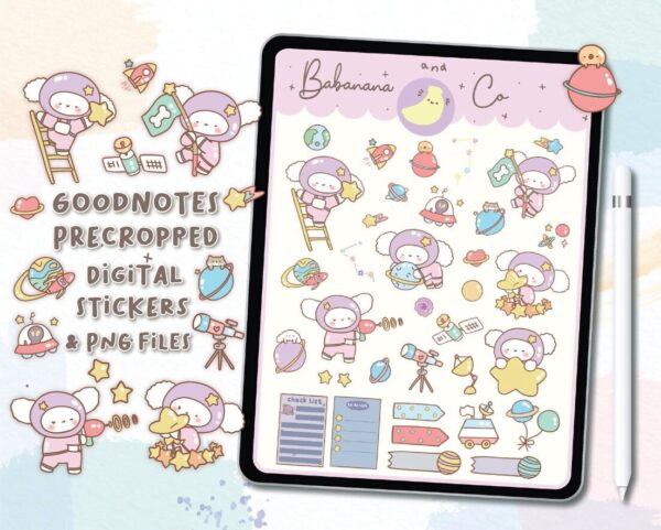 Cute space digital stickers