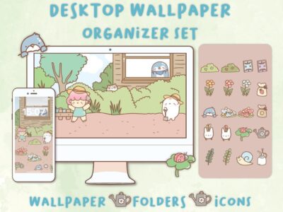 Cute garden Desktop Wallpaper Organizer| Mac and Windows Organizer | Mac and Windows Desktop Folder Icons|Desktop Icons and Wallpapers