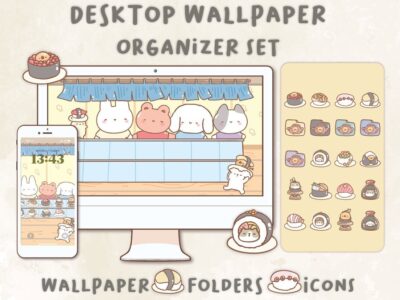 Cute Sushi Desktop Wallpaper Organizer| Mac and Windows Organizer | Mac and Windows Desktop Folder Icons|Desktop Icons and Wallpapers