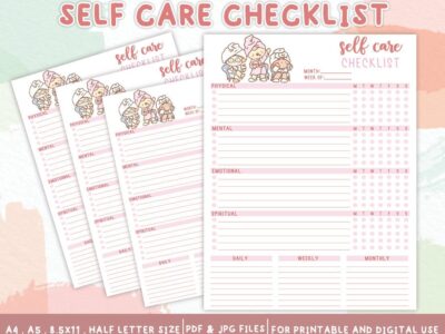 Printable Self Care Checklist Template