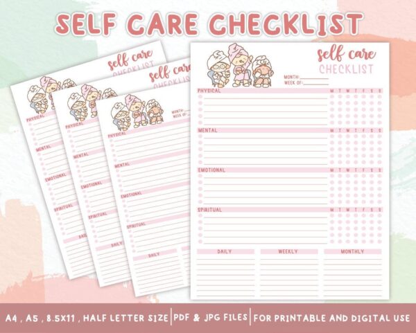 Printable Self Care Checklist Template