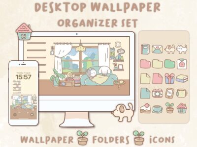 Lazy day Desktop Wallpaper Organizer| Mac and Windows Organizer | Mac and Windows Desktop Folder Icons|Desktop Icons and Wallpapers